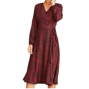 NWT ANN TAYLOR FAUX WRAP RED & BLACK SNAKE PRINT DRESS SIZE 0P